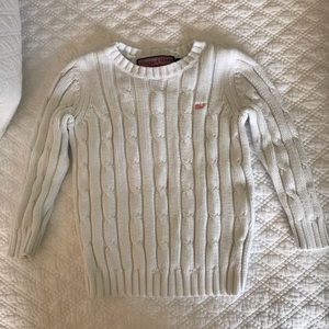 White cable knit vineyard vines sweater